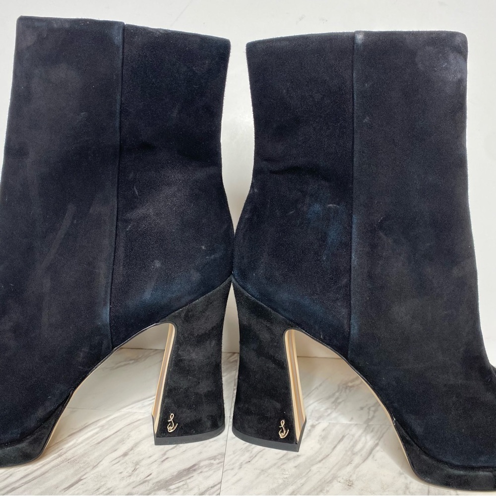 Sam Edelman Jaye Heeled Black Suede Bootie 10M - Picture 8 of 16